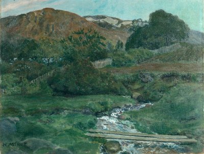 Heldere juninacht in Jolster, ca. 1907 door Nikolai Astrup