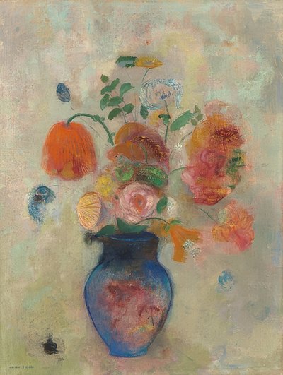 Grote vaas met bloemen door Odilon Redon