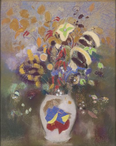 Vaas met Japanse krijger, 1905-1908 door Odilon Redon