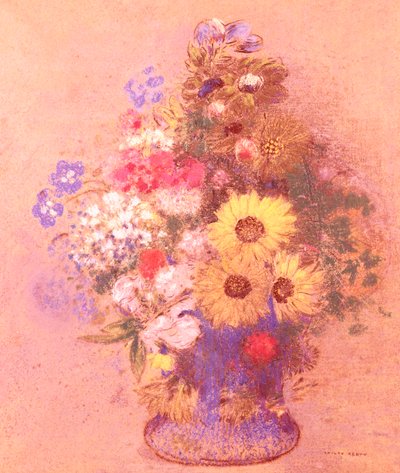 Vaas met bloemen door Odilon Redon