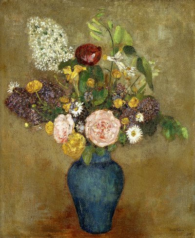 Vaas met bloemen door Odilon Redon