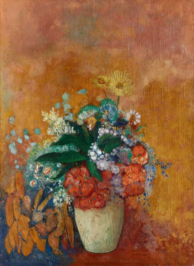 Vaas met bloemen door Odilon Redon