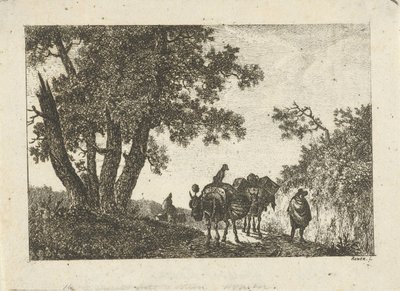 Landschap met pakezels en reizigers door Otto Baron Howen