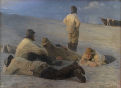 Vissers op het strand van Skagen door Peder Severin Krøyer