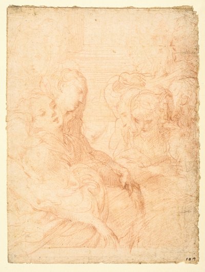 Groep vrouwen (recto) door Parmigianino