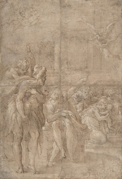 De aanbidding van de herders door Parmigianino