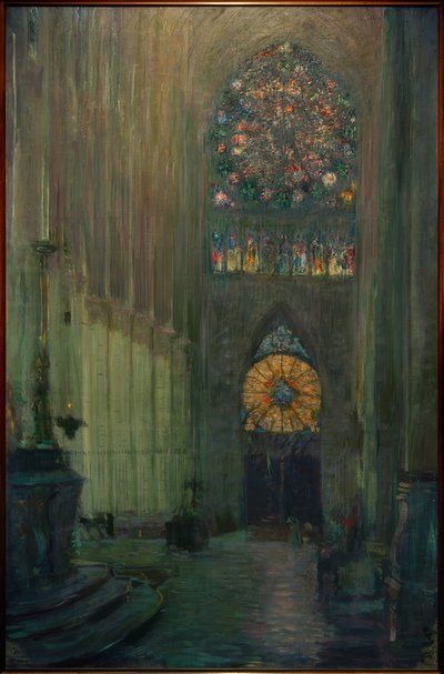 Binnenaanzicht kathedraal Reims door Paul Cesar Helleu