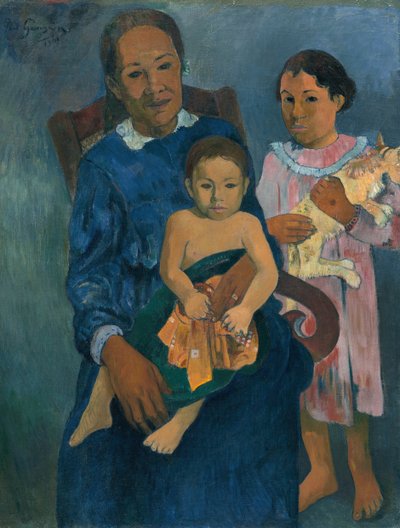 Polynesische vrouw met kinderen door Paul Gauguin