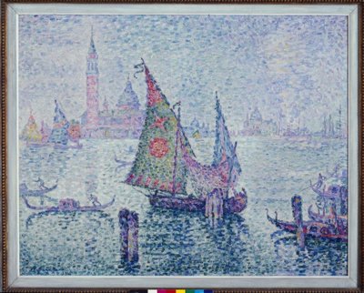 Het groene zeil, Venetië door Paul Signac