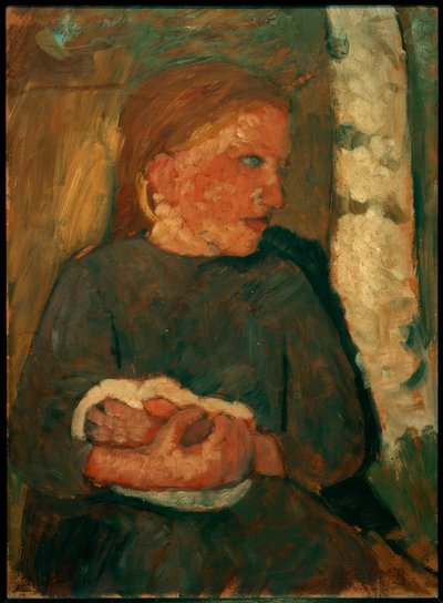 Meisje met konijn in de arm door Paula Modersohn Becker