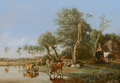 Koeien weerspiegeld in het water, 1648 door Paulus Potter