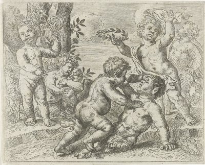 Vechtende putti door Peter van Lint