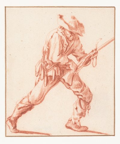 Man die een geweer laadt door Philips Wouwerman (copy after)