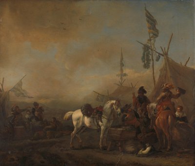 Een legerkamp door Philips Wouwerman