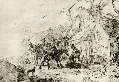 Stop bij de taverne door Philips Wouwerman