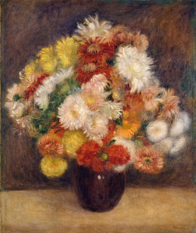 Boeket chrysanten, 1881 door Pierre Auguste Renoir