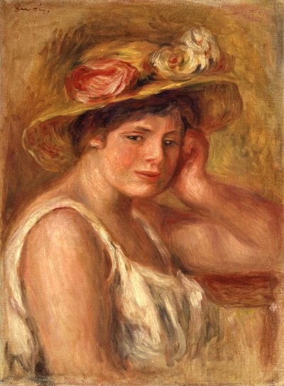 Jong Meisje met een Hoed door Pierre Auguste Renoir