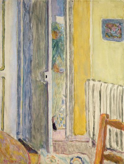 Een vrouw die de woonkamer binnenkomt, 1942 door Pierre Bonnard