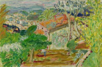 Landschap met een rood huis, ca. 1942 door Pierre Bonnard