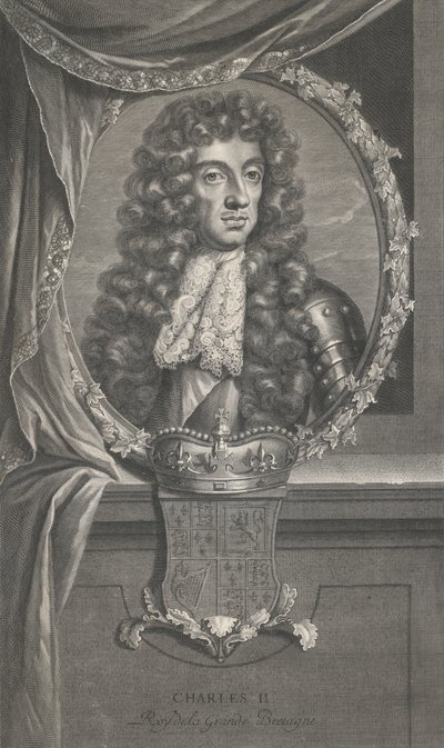 Portret van Karel II door Pierre Drevet