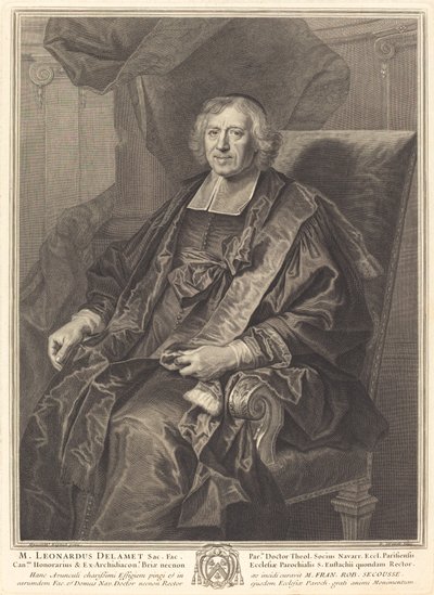 Leonard de Lamet door Pierre Drevet after Hyacinthe Rigaud