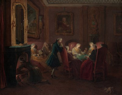 Kaartspelers in een Tekenkamer door Pierre Louis Dumesnil