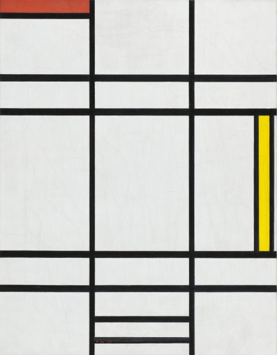 Compositie in wit, rood en geel door Piet Mondrian