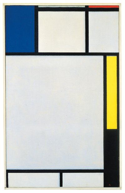 Compositie met blauw, rood, geel en zwart door Piet Mondrian