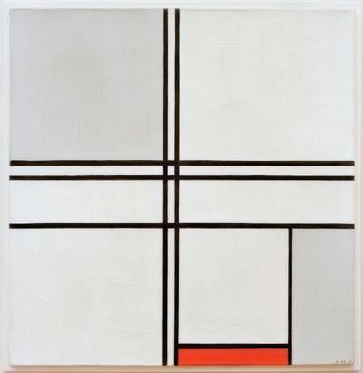 Compositie grijs-rood door Piet Mondrian