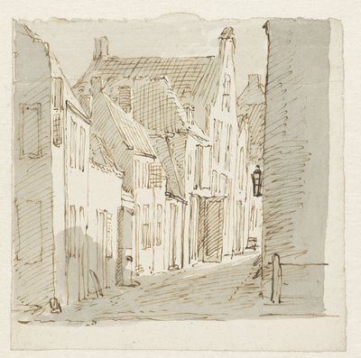 Straatgezicht door Pieter Bartholomeusz. Barbiers