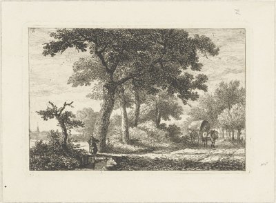 Landschap met huifkar (Waterlandschappen) door Pieter Casper Christ