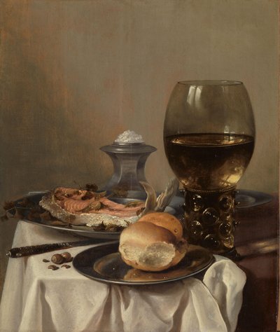 Stilleven met een zoutvat door Pieter Claesz