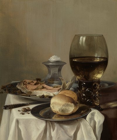 Stilleven met zout. Circa 1640-45 door Pieter Claesz