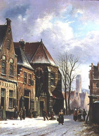 Een Nederlandse straatscene door Pieter Gerard Vertin