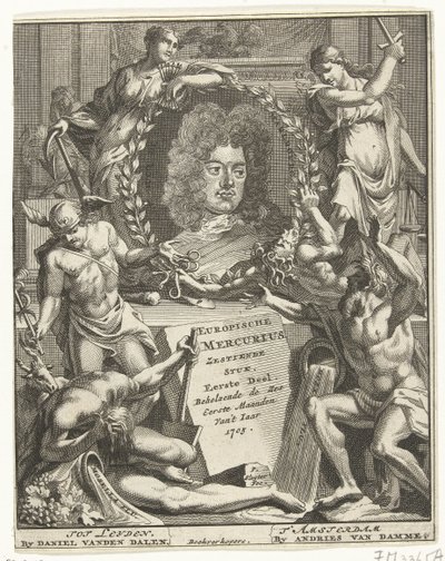 Titelpagina van de Europische Mercurius, 1705 door Pieter Sluyter