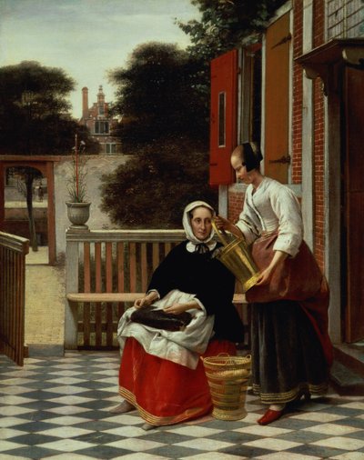 Een meesteres en haar dienstmeid door Pieter de Hooch