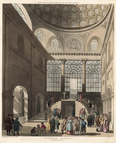 Session House, Clerkenwell, Londen door Pugin and Rowlandson