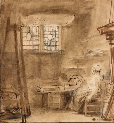 Het atelier van de kunstenaar door Rembrandt van Rijn