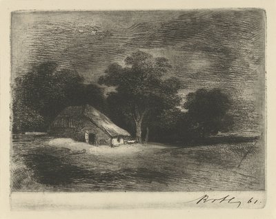 Boerderij bij bomen door Remigius Adrianus Haanen (signed by artist)