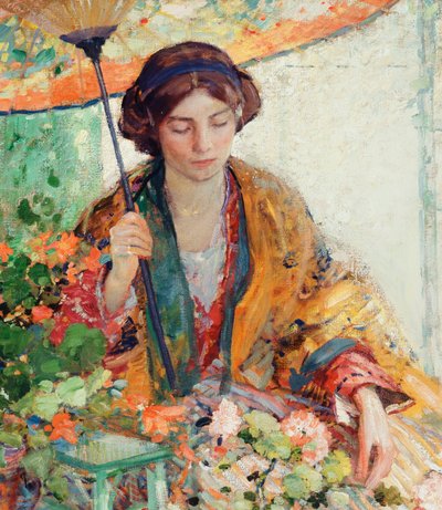 Vrouw met parasol door Richard Emil Miller