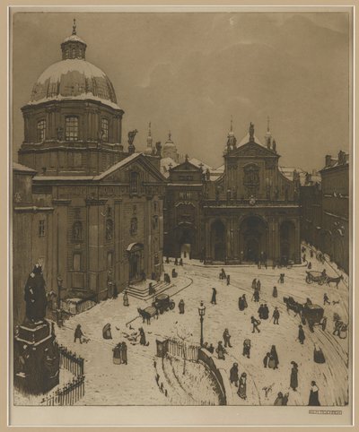 Der Kreuzherrenplatz in Praag door Richard Teschner