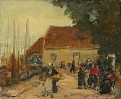 Straatscène in Volendam, 1910 door Robert Henri