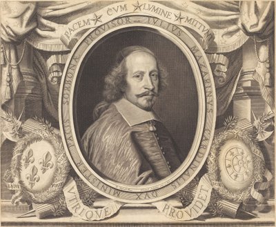 Kardinaal Jules Mazarin door Robert Nanteuil after Pierre Mignard I