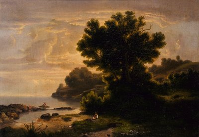 Landschap met familie bij meer, 1858 door Robert Seldon Duncanson