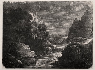 De Bergstroom, 1871 door Rodolphe Bresdin