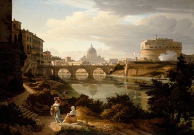 Rome, uitzicht op de Tiber naar het zuiden door Rudolf Wiegmann