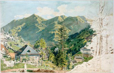 Uitzicht op Gastein met Gamskarkogel door Rudolf von Alt