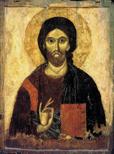 Christus Pantocrator, 13e eeuw door Russian icon.