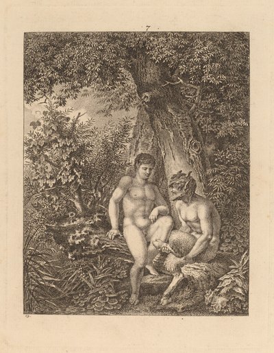 Twee Satyrs in een Bos, 1777 door Salomon Gessner