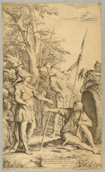 Alexander bezoekt Diogenes door Salvator Rosa